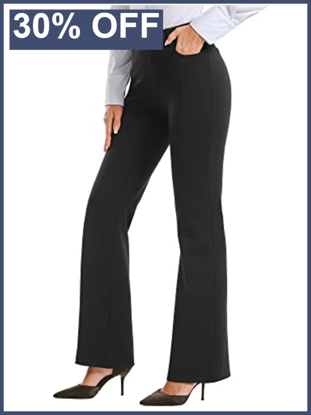 Women's Bootcut Stretch Dress Pants Pull On Slacks with Pockets